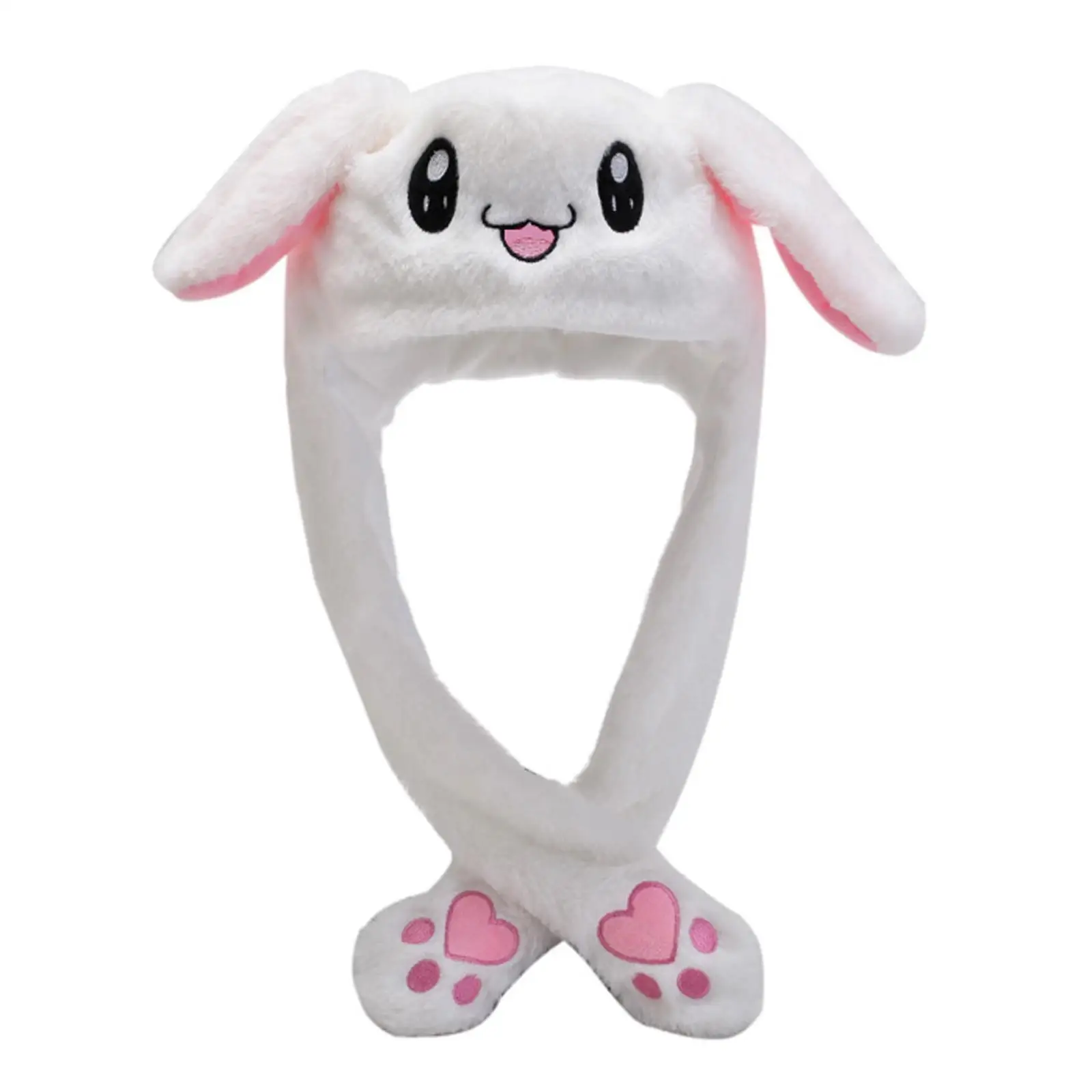 Cute Ear Moving Jumping Hat Plush Rabbit Hat Soft Plush with Moving Ears for Travel Party