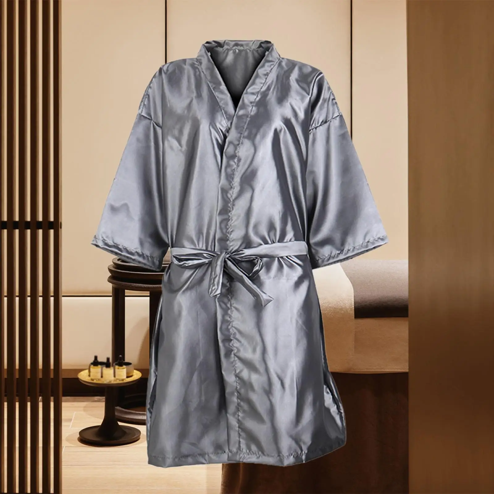 Salon Client Gown V Neckline Breathable Durable Clients Barber Sleepwear Casual Light Bathrobe for Beauty Salon SPA Cosmetology