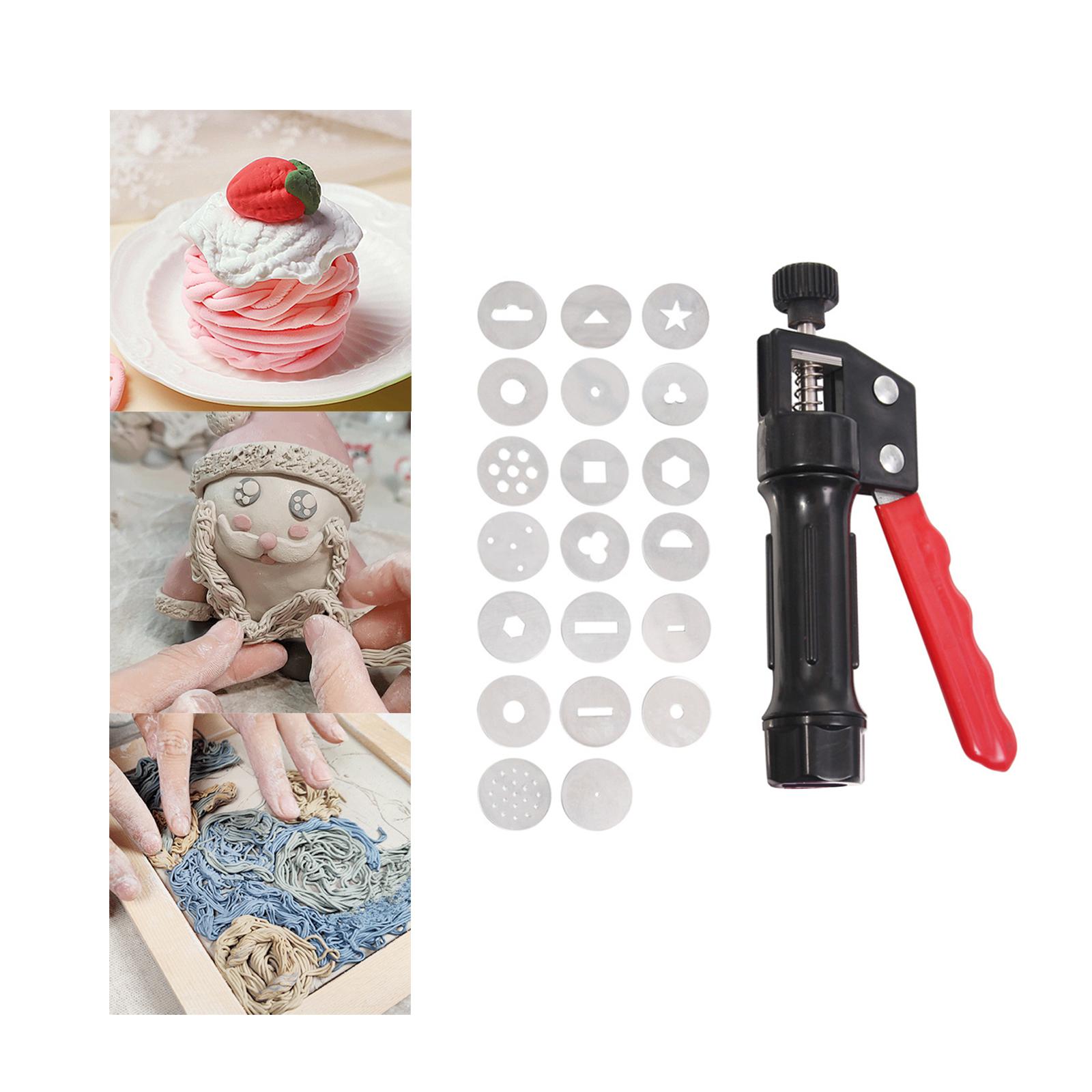 Soft Clay Extruder Crafts Different Discs Decorating Baking Modeling Hand-held for Polymer Clay DIY Clay Pottery Accessories