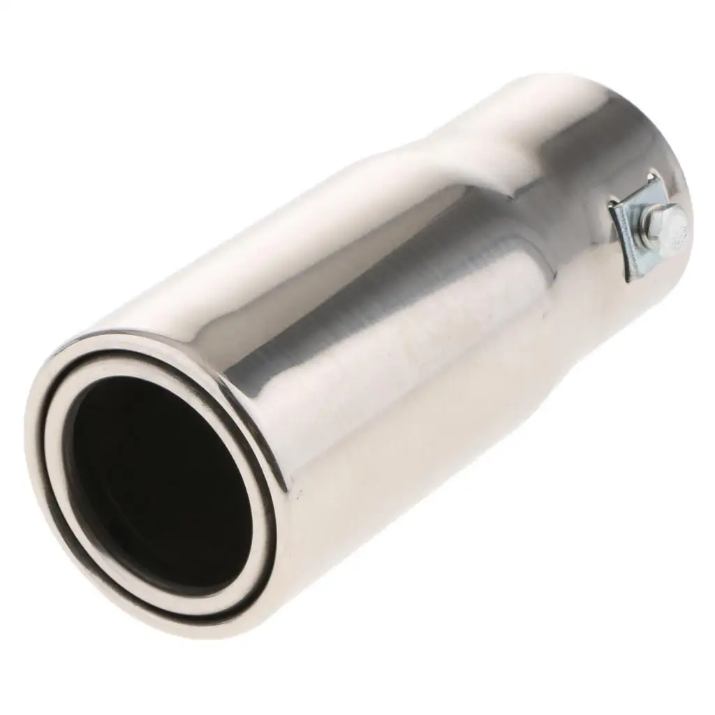 30-50mm Inlet 63mm Outlet Stainless Steel Exhaust  Tail Muffler  Silver