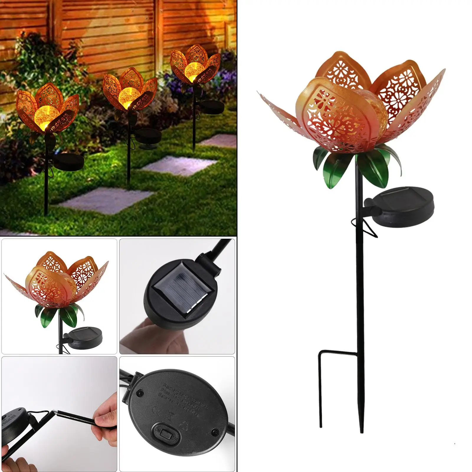 Outdoor Lotus  Lights Outdoor Stake Lamp Waterproof  Lamp for Party Courtyard Patio Holiday Decorations