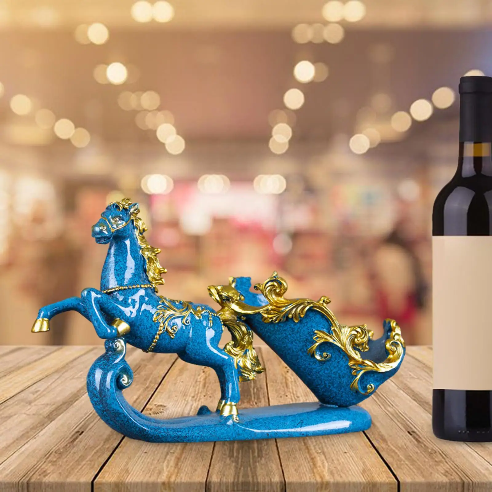 Horse Figurines Bottle Holder Stand Decorative for Tabletop Bar Classic Gift