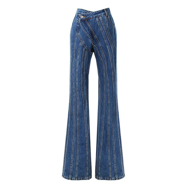 CM.YAYA Vintage Women Zipper Back High Waist Straight Pants 2023 INS Fashion  Streetwear Stretch Solid Wide Leg Trousers - AliExpress
