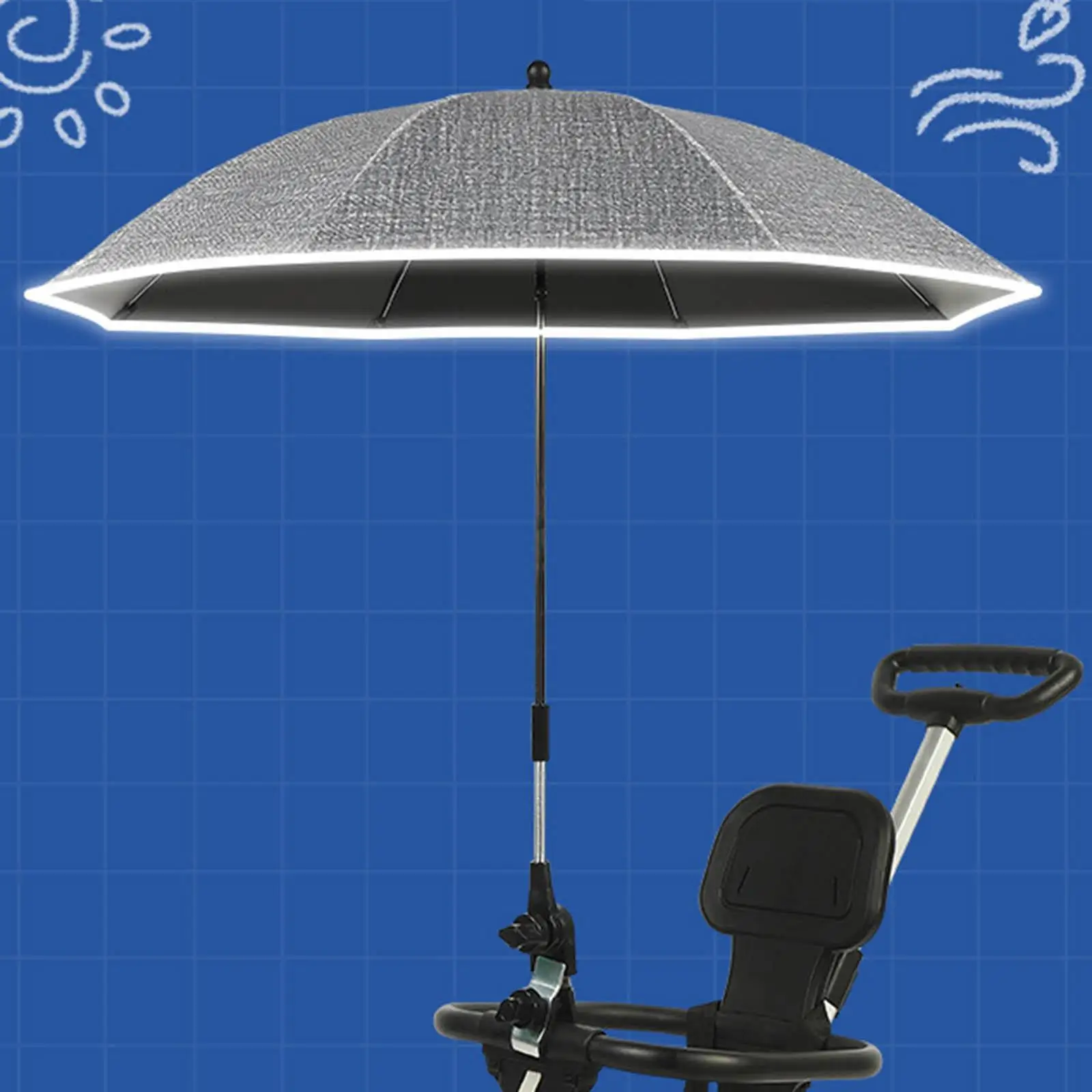 Infant Stroller Cover Waterproof UPF 50+ UV Protection Stroller Sun Shade Pram Parasol for Stroller Buggy Pram Trolley Bike