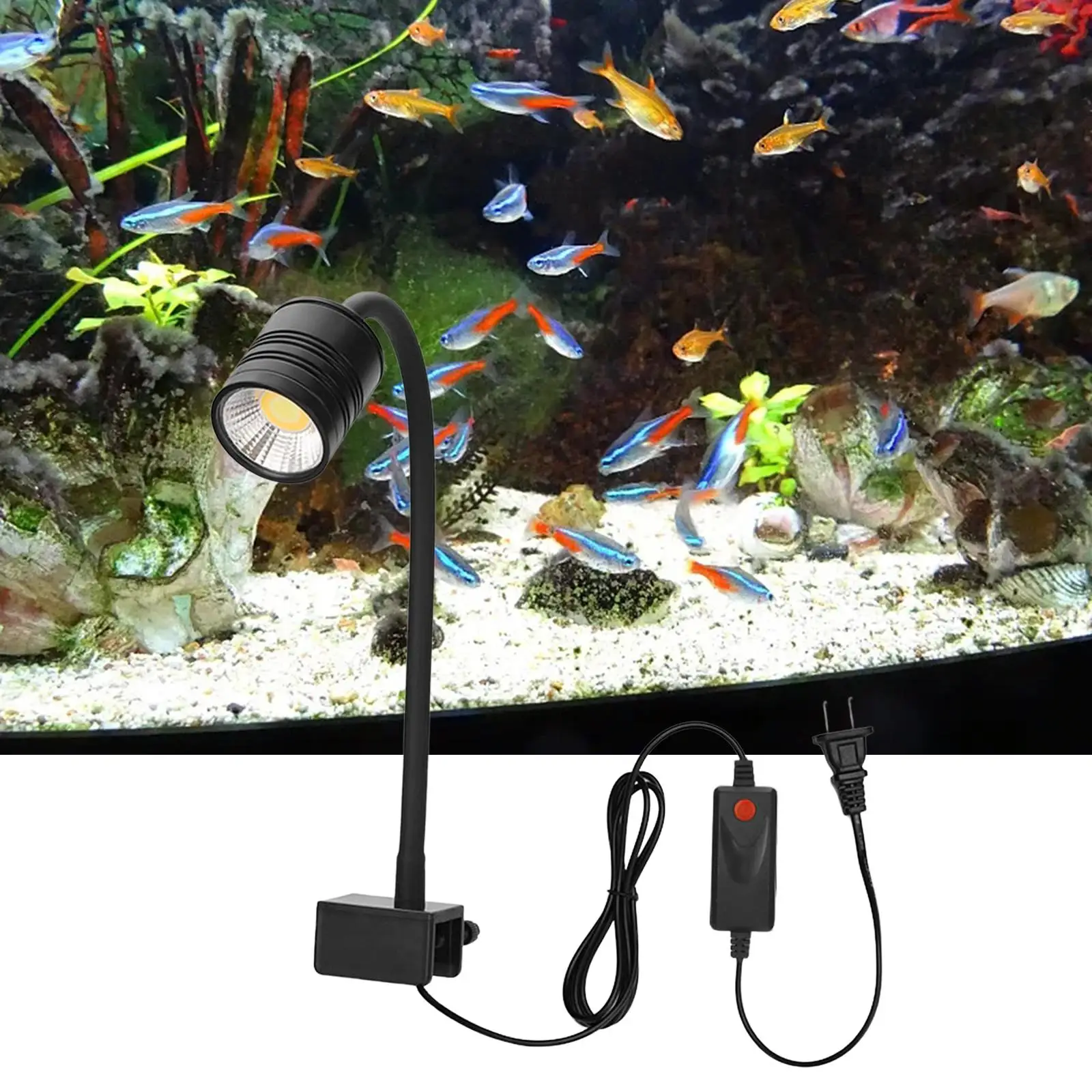 Aquarium Light Upgraded Background Lighting Fish Tank Lamp Plants Grow Lamp for Tabletop Fish Tank Landscape Household Aquarium