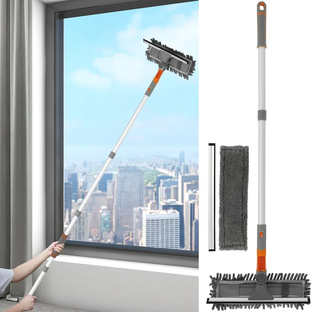 Window Squeegee 2-in-1 Window Cleaning Kit with Extension Pole 134CM Telescopic  Shower Squeegee Tools for Cleaning High Window - AliExpress