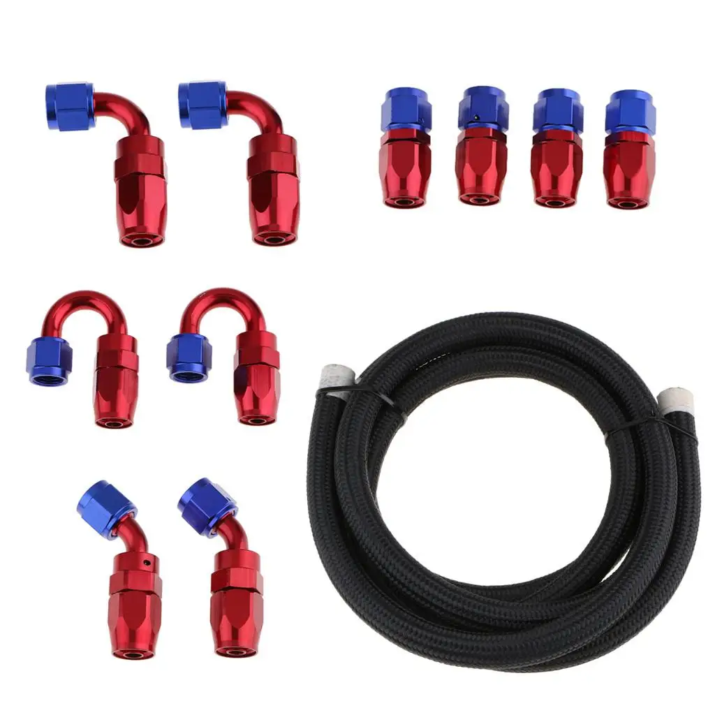 Nylon AN8 Oil/Fuel Hose with Straight +90/ Swivel Fittings Kits