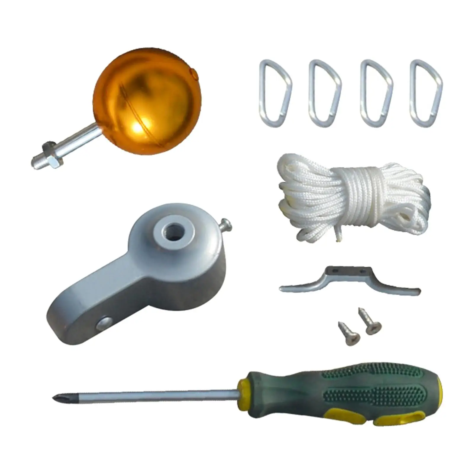 Flagpole Accessories, Flag Pole Repair Kit Repair Kits, Pulley Gold Ball, Cleat Clip Screws Decor, Braided Rope, Screws Premium