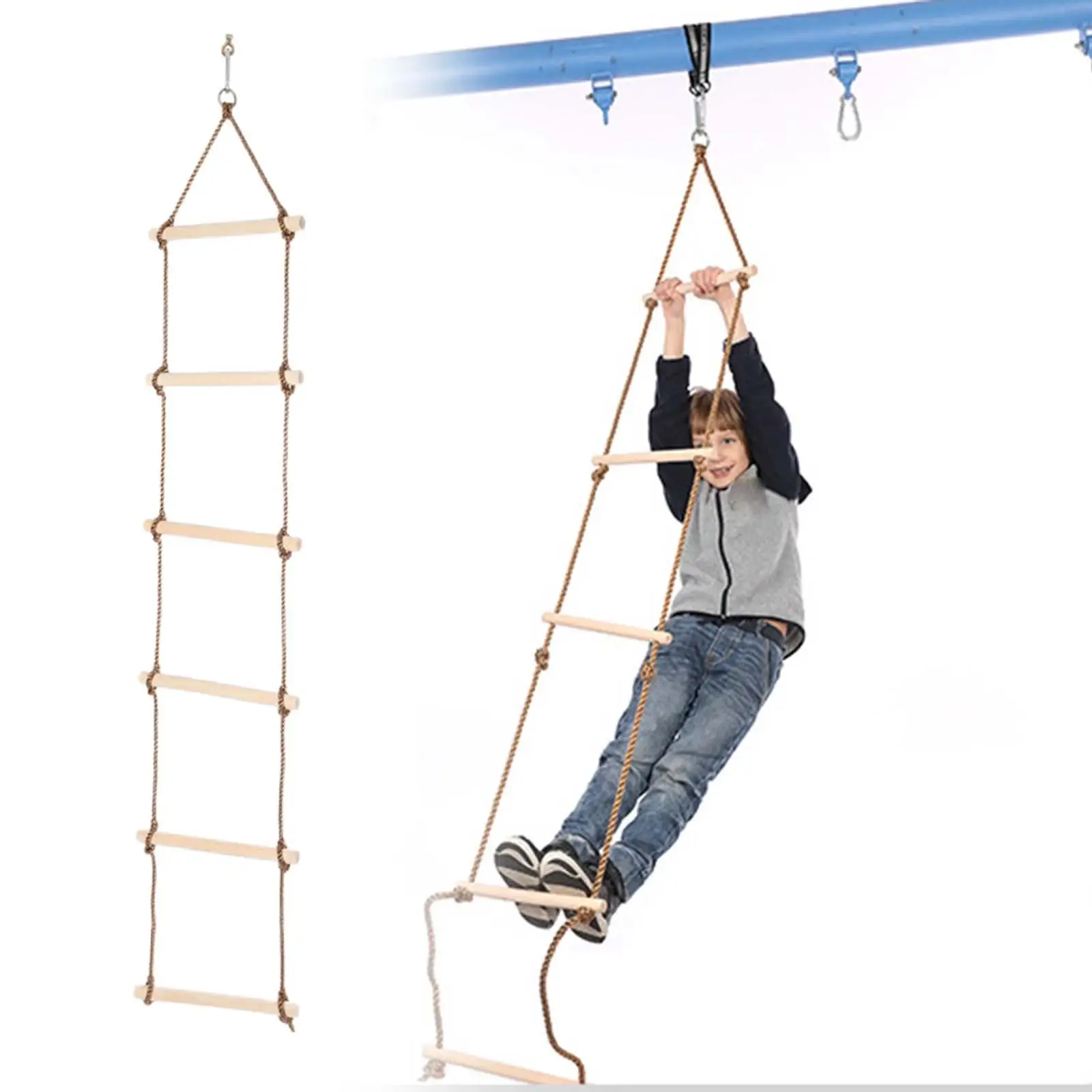 Climbing Rope Ladder Climbing Game Wooden for Backyard Outdoor Playground