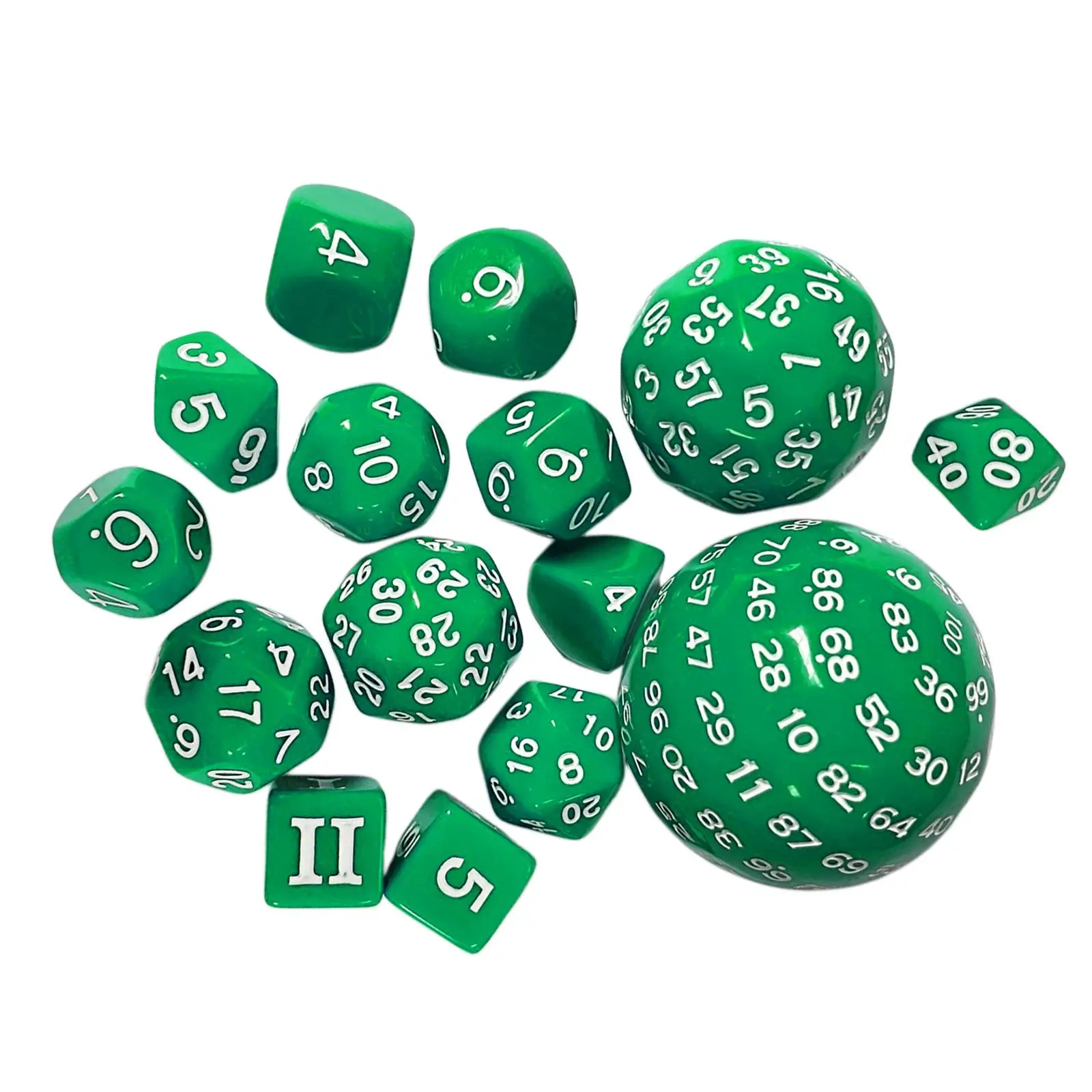 15 Pack Lightwheigt D100 D60 D30 D24 D20 D16 D12 D10 D8 D7 D5 D4 Dice Game Acrylic Multi Sided Game Dice Set for Role Playing