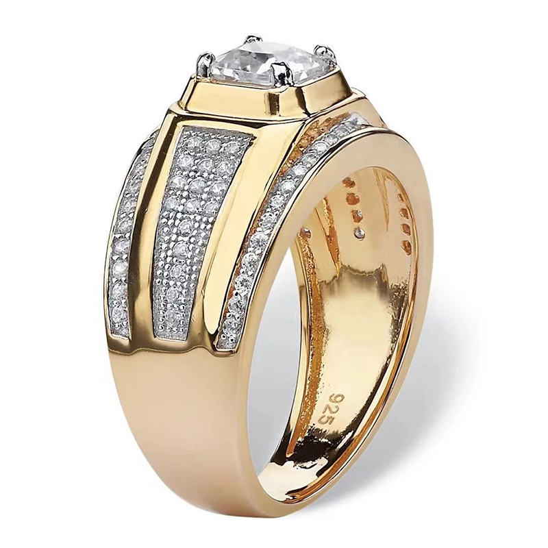 Shine Square White CZ Stone Inlay Fashion Jewelry Wedding Party Gift Ring New Luxury Trendy Golden Engagement Rings For Men 5 S4b6f2981333a44b5acca721ebd3178ca2