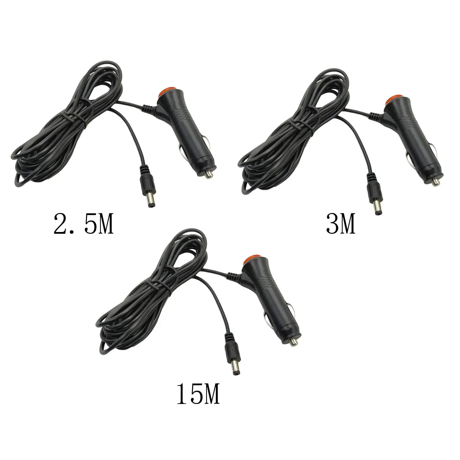 Car Cigarette Lighter Charger Cord 12V 24V 5.5Mmx2.1mm with LED Power Supply Cable for Truck DVD Player Van Bus