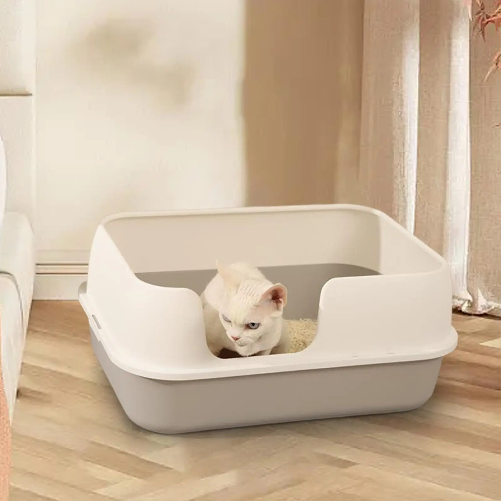 Cat Litter Box Litter Tray High Sided Semi Enclosed Portable for Kittens, Hamsters, Rabbits