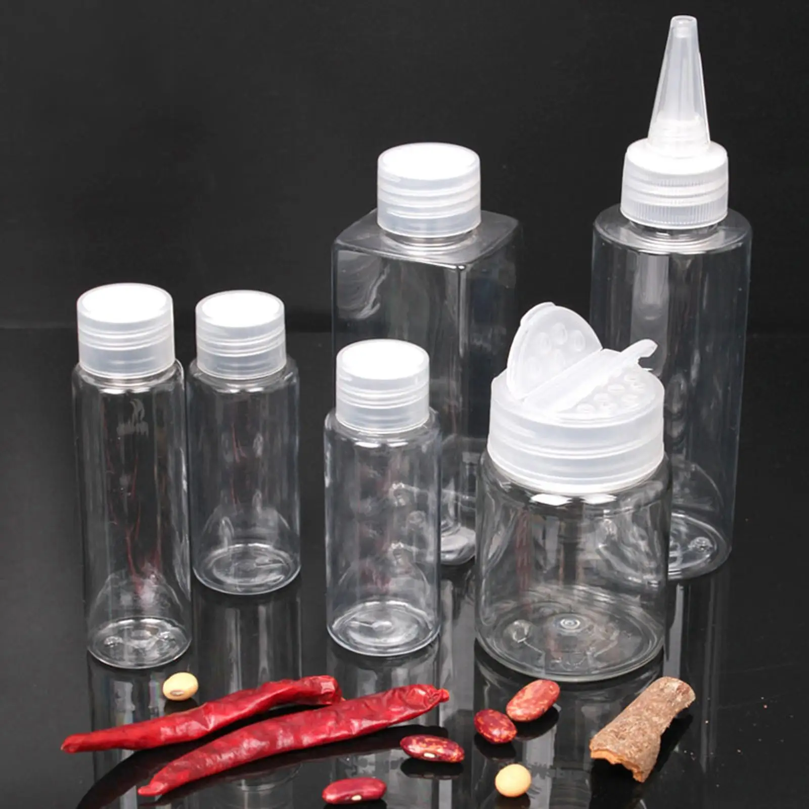 6Pcs Pet Camping Spice Jars Set Condiments Seasoning Bottle for Flour Travel