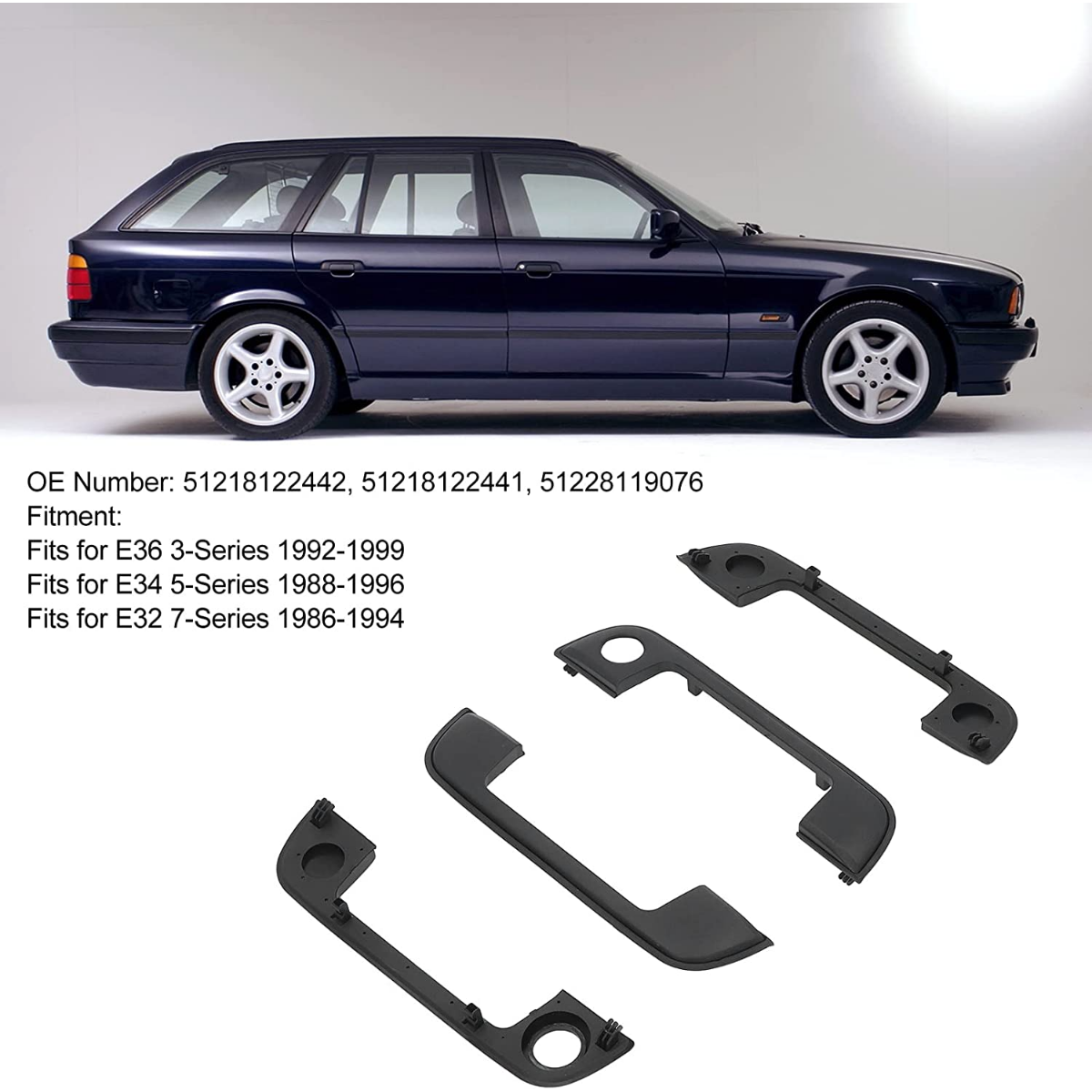 Крышка передней и задней дверной ручки с уплотнением для BMW E36 E34 E32 Z3  3 5 7 серий, 4 шт., накладка на дверную ручку 51218122441 | AliExpress