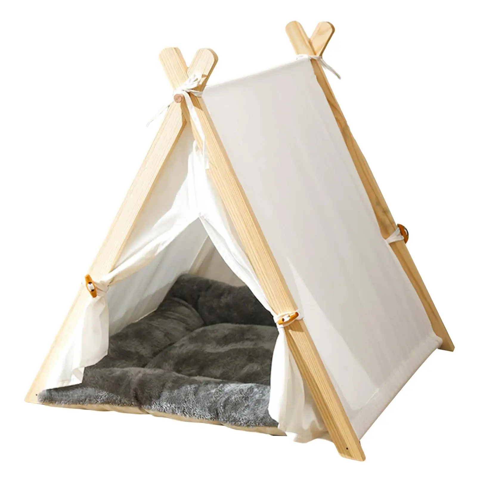 Pet Teepee Dog Puppy Cat Bed Houses Dogs Tent Nest with Removable Cushion Non Slip Sleeping Bed Breathable for Camping Hiking