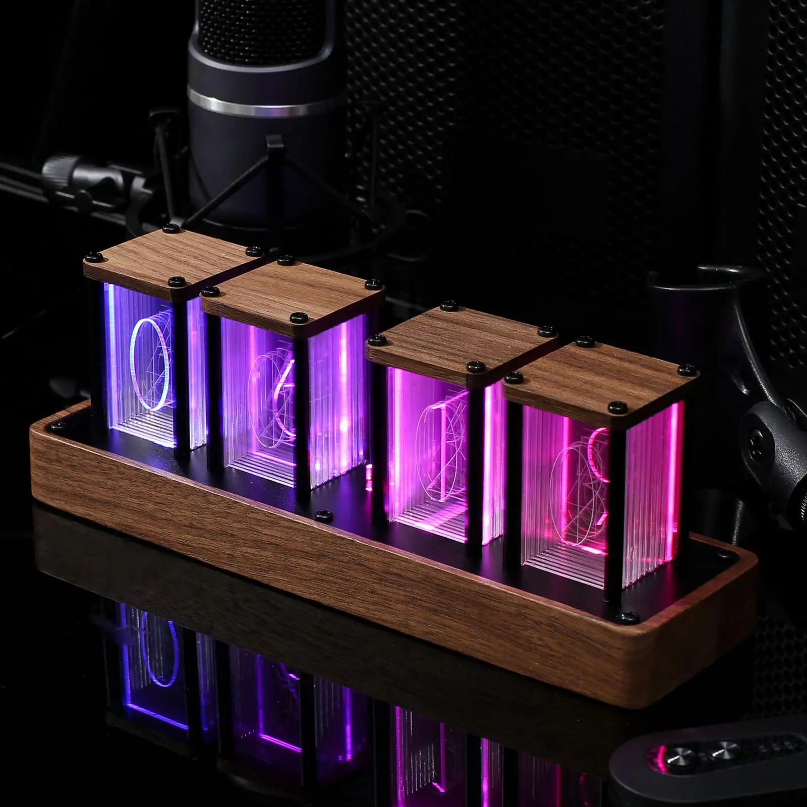 Colorful Nixie Tube Clock LED Desktop Clock Glow Tube Alarm Clock Decor