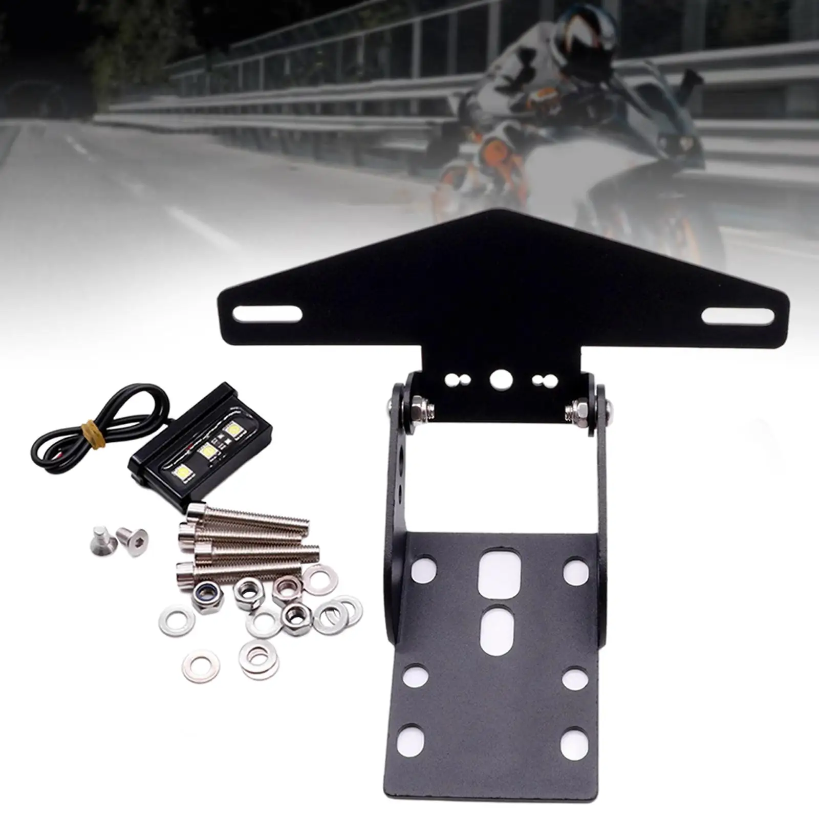 License Number Plate Holder Tail Tidy Adjustable Angle Rear Frame Bracket for 125 200 250 390 2017-2021 with LED Light Parts