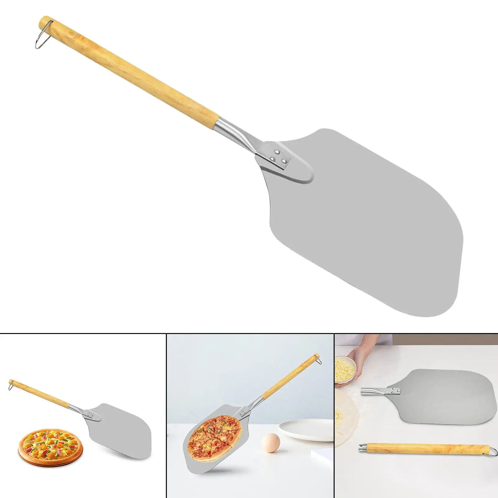 Practical Stainless Steel Pizza Peel Detachable Wood Handle Oven or Grill Use Pizza Shovel Pizza Paddle Kitchen Baking Tools