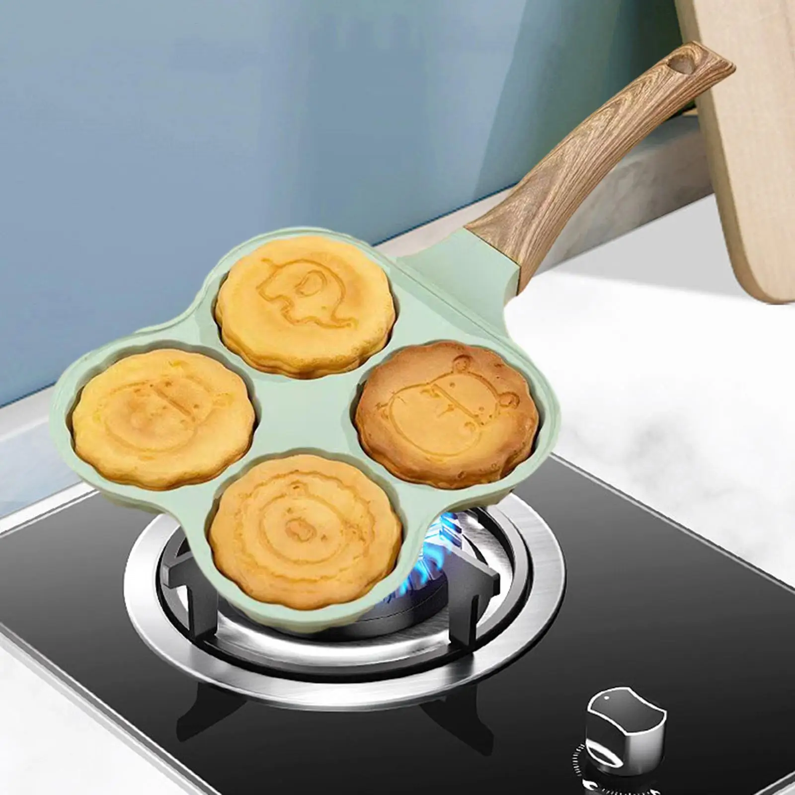 Fried Egg Pan Egg Skillet Mini Egg Cooker Pan 4 Holes Multipurpose Pancake Pan for Home Restaurant Sausage Omelet Kitchen