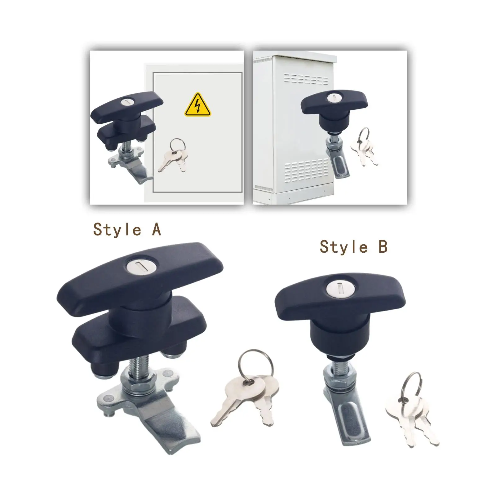 T Handle Door Lock Latch, Shed Door Lock with Keys, Heavy Duty Locking Latch for Trailer, Tool Case, Distribution Box