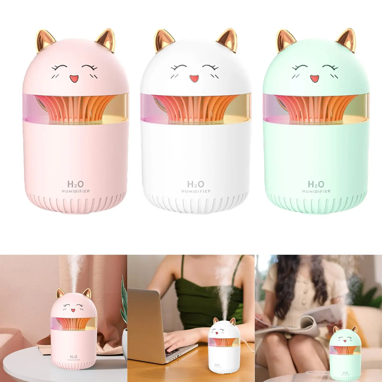 Air Humidifier with Colorful Light Silent Portable Diffuser for