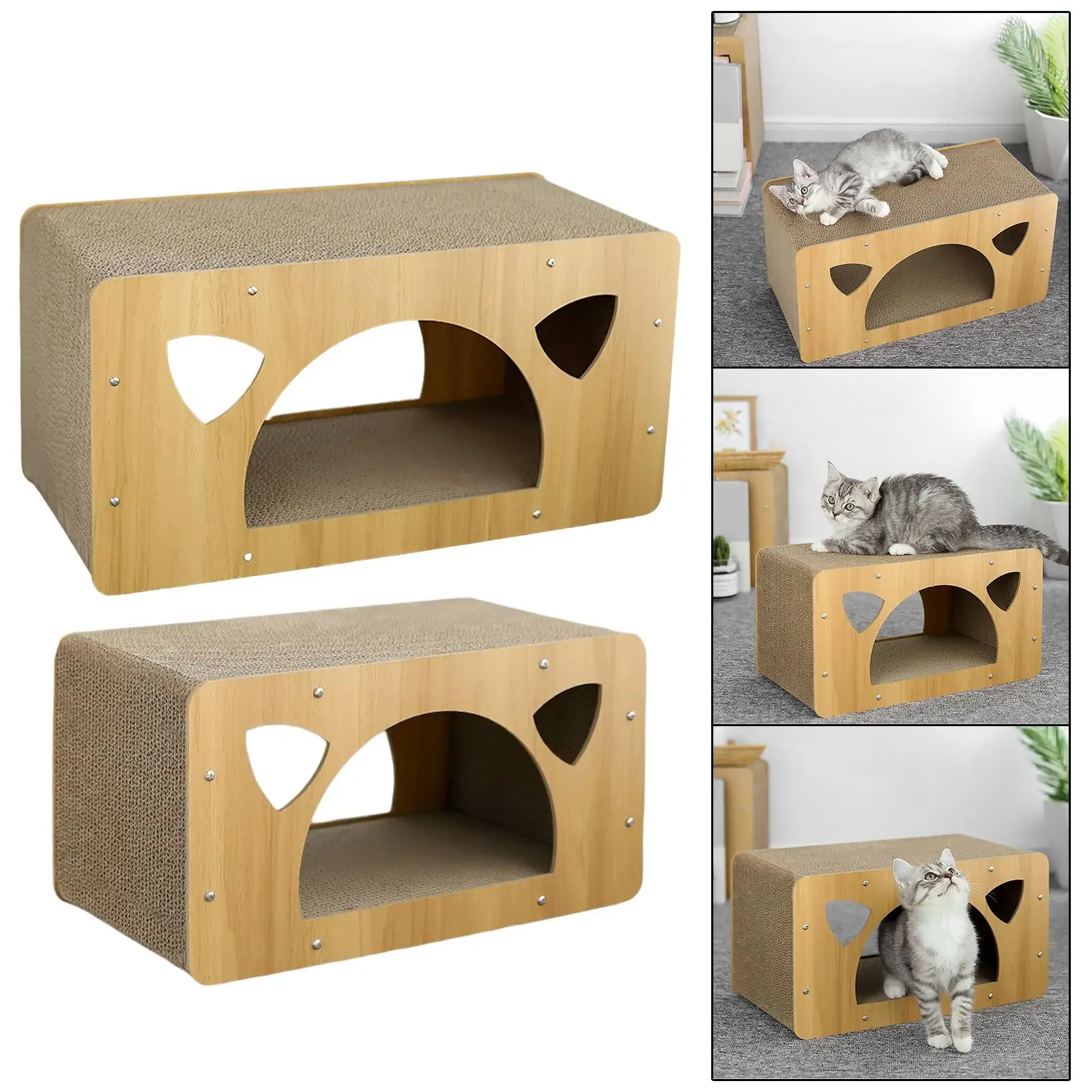 Cat Scratcher Cardboard Scratching Bed Condo Tent Claws Care Scratch Protective Lounge Corrugated House for Indoor Cats Kitty