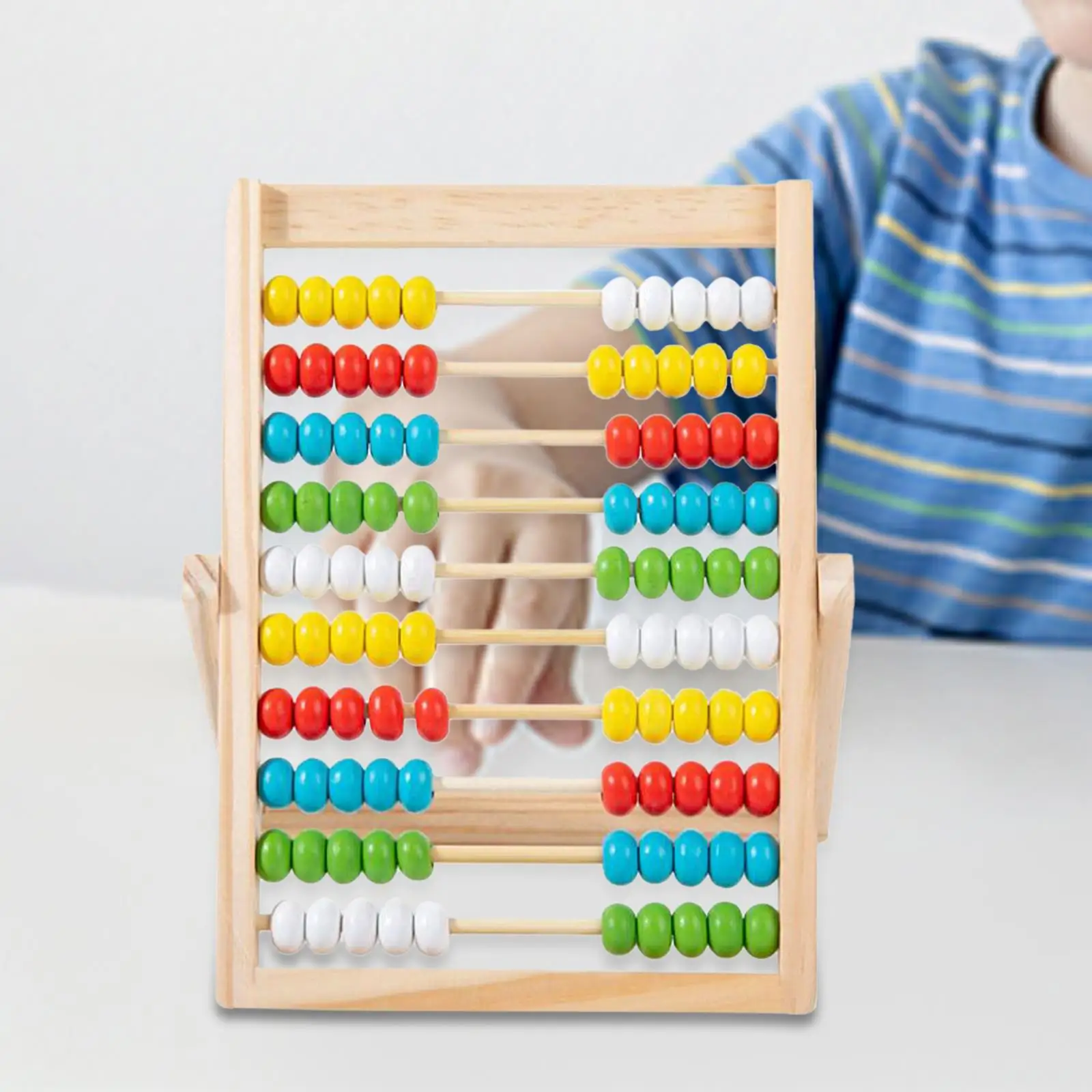 Wooden Abacus Educational Counting Frames Toy Montessori Gifts 100 Beads Math Tool 10 Rows Abacus for Preschool Toddlers
