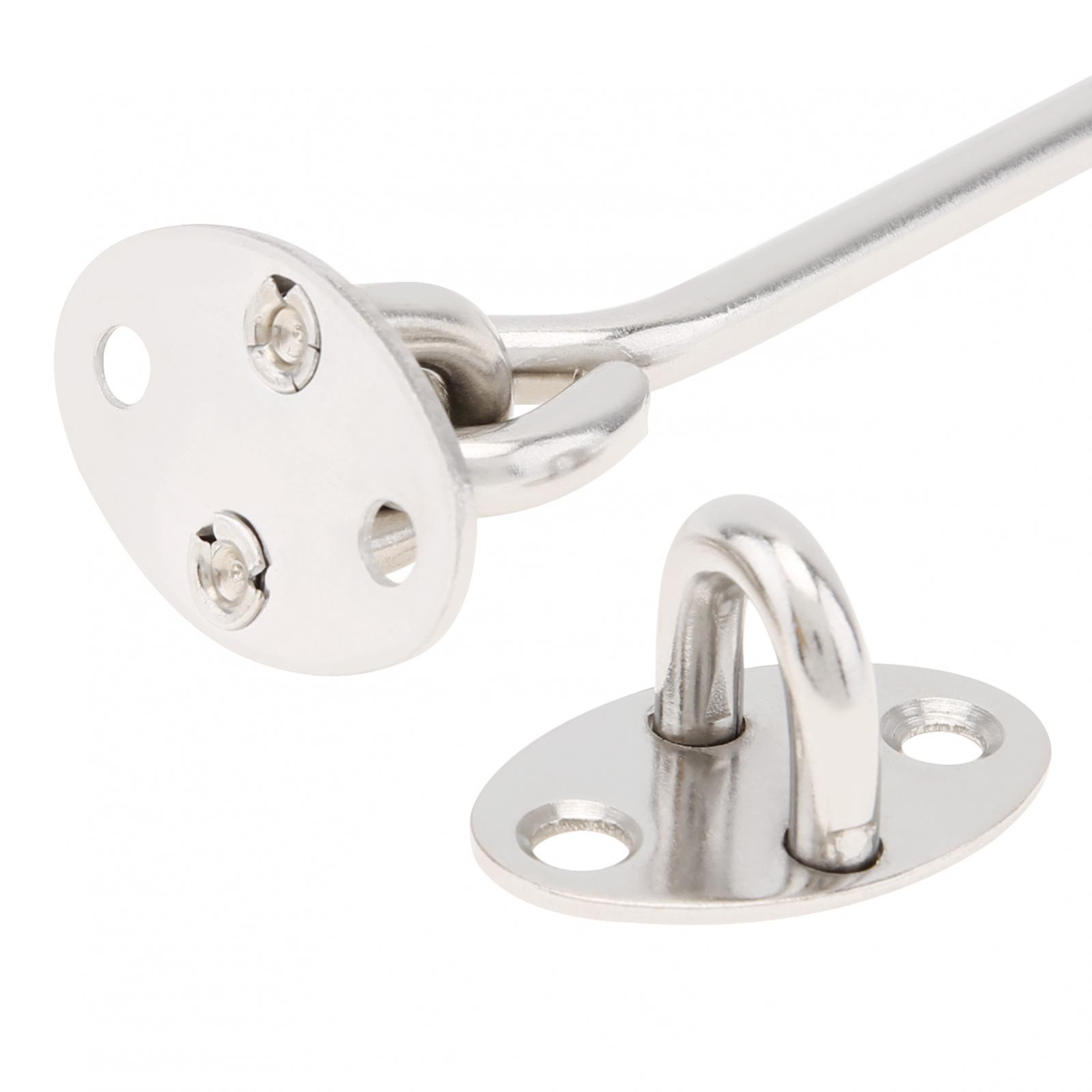 Description Picture 6 of item1 Piece 4 / 6 / 8 Inch Hook and Eye Lock Windproof Hook Thickened Stainless Steel Silver Door Latch for Window / Sliding Door