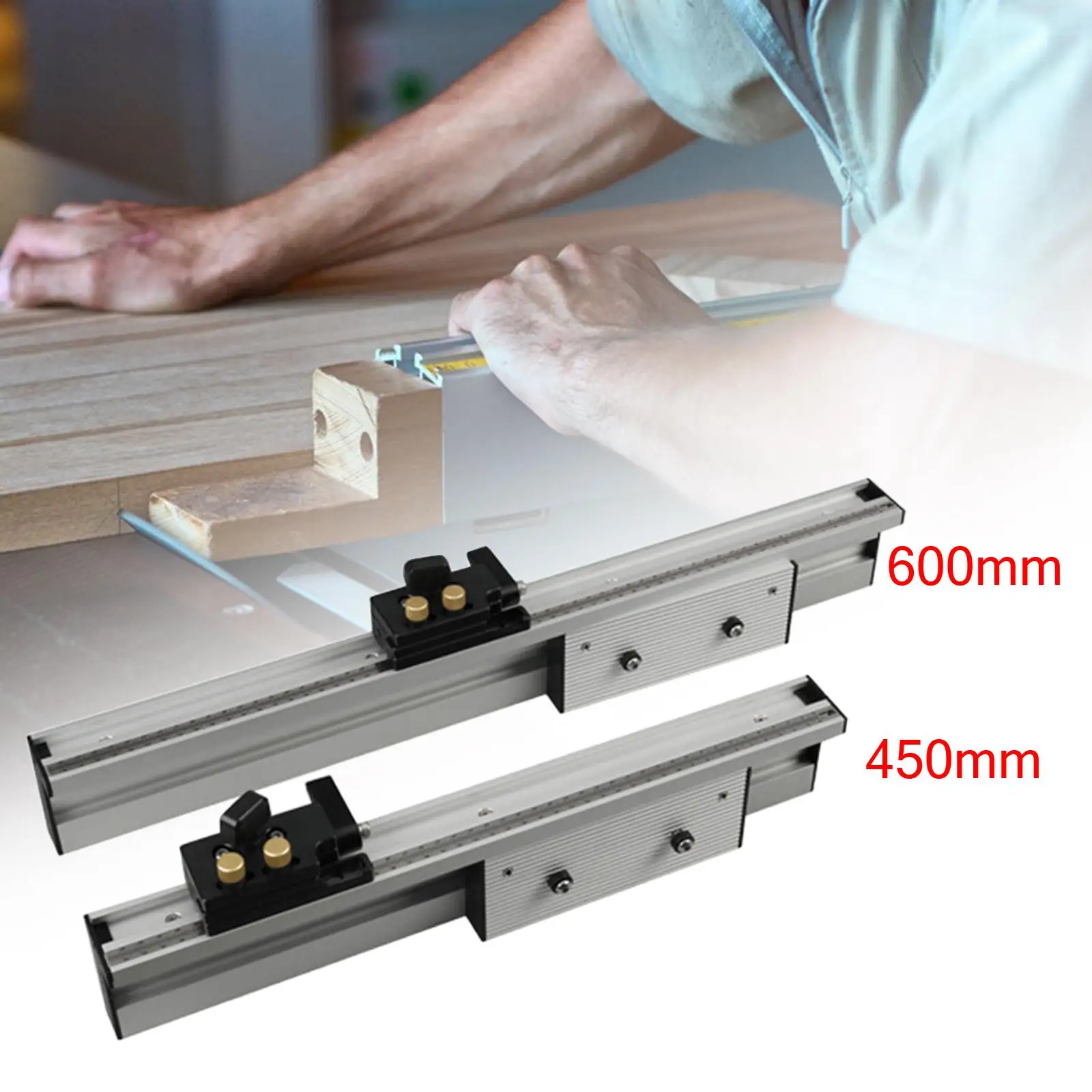 Aluminium Profile Fence Sliding Brackets Stop Table Accessories with Movable/Fixed  Miter Gauge Aluminum T Tracks Slot