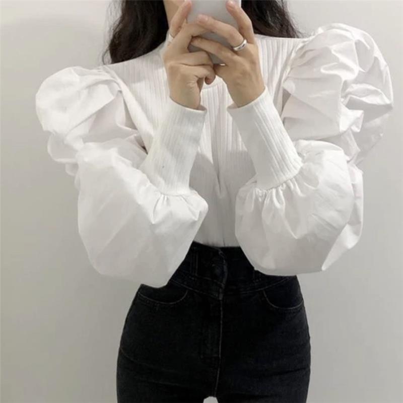 Manga Designer Elegante Blusa de Luxo Puff