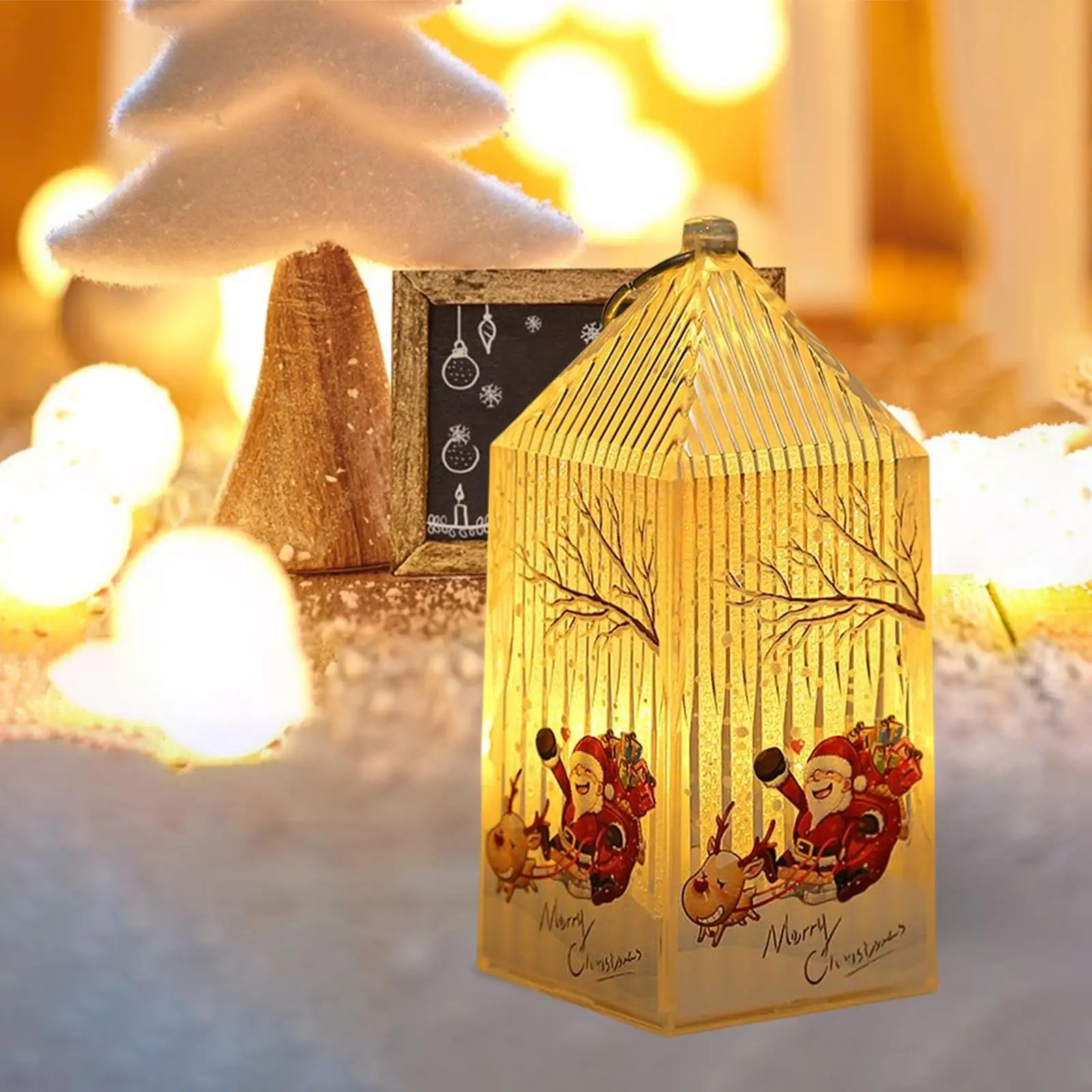 Christmas Lantern Lamp Night Light Ornament Hanging Decorative for Home Table Centerpiece Festival Fireplace Decor