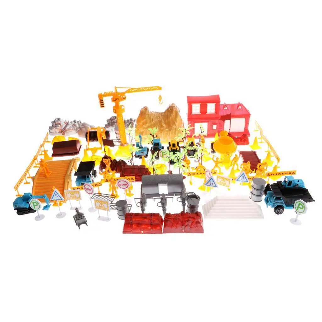 200pcs/set Engineering Vehicles DIY Scene Model Kits Kids Toy Gifts