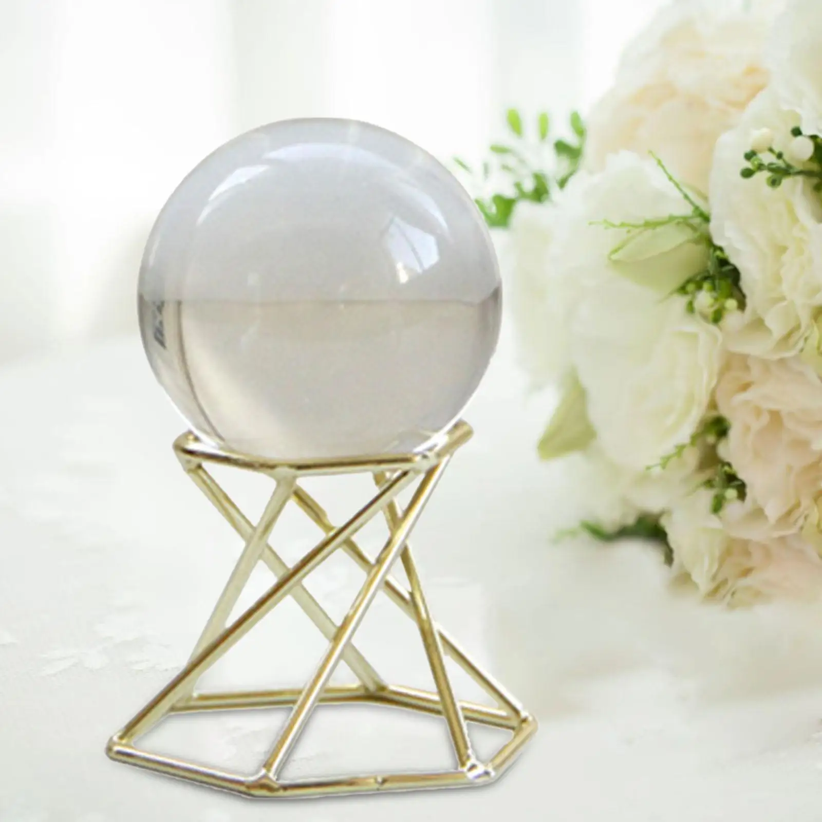 Decorative Ball with Display Stand Collection Craft Ball Holder for Desk Home Living Room Decor Gift