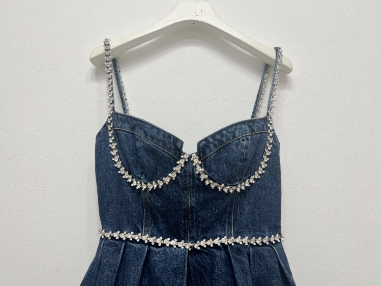 mini vestido denim diamante, feminino