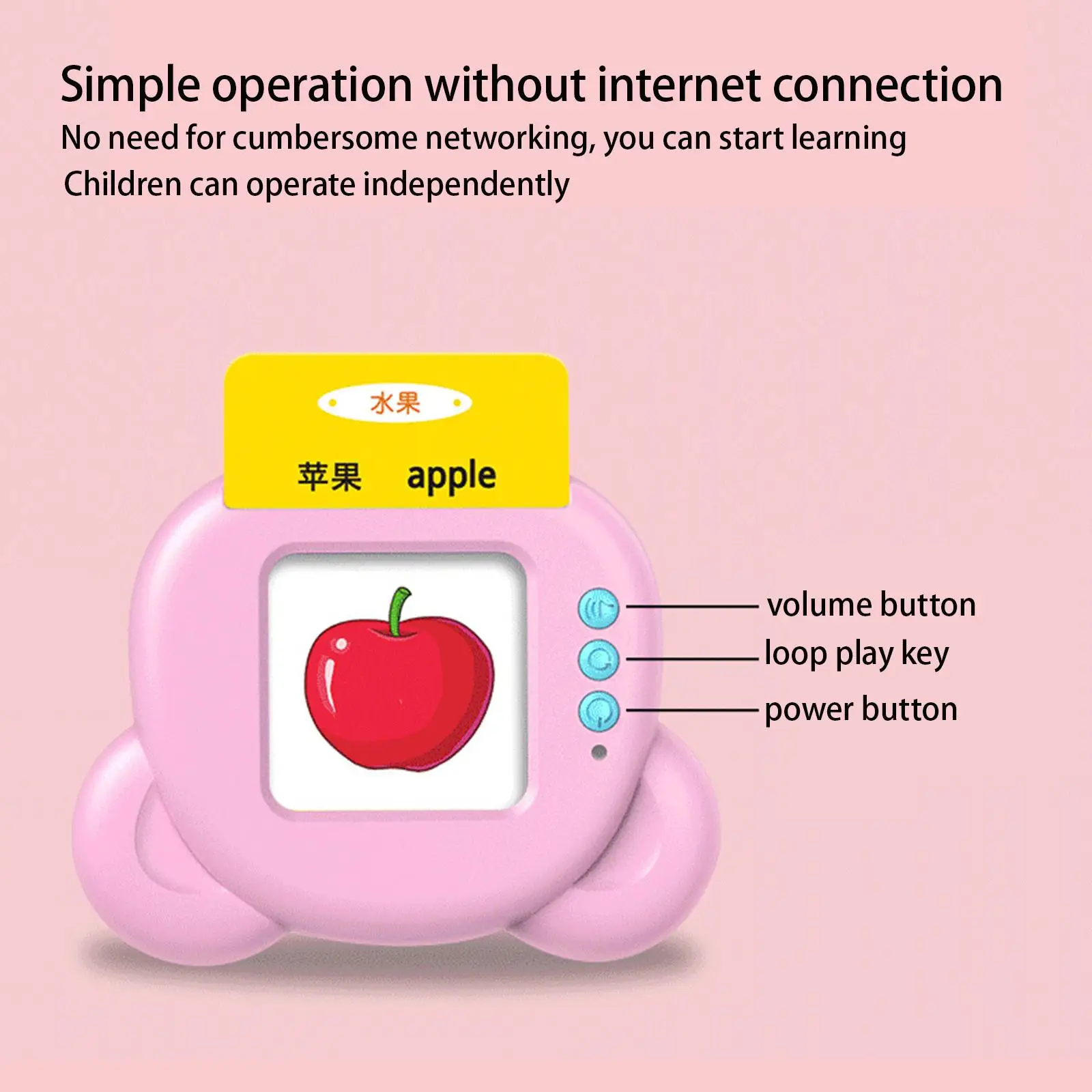 Talking Flash Cards Word Reading Device Interactive English/Chinese Bilingual for Baby Preschool Party Toy Kids Ages 3+