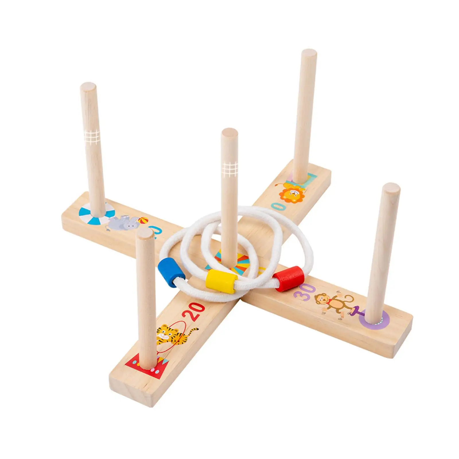Wood Ferrule Game Puzzle Toy Ring Toss Montessori for Garden Children Beach
