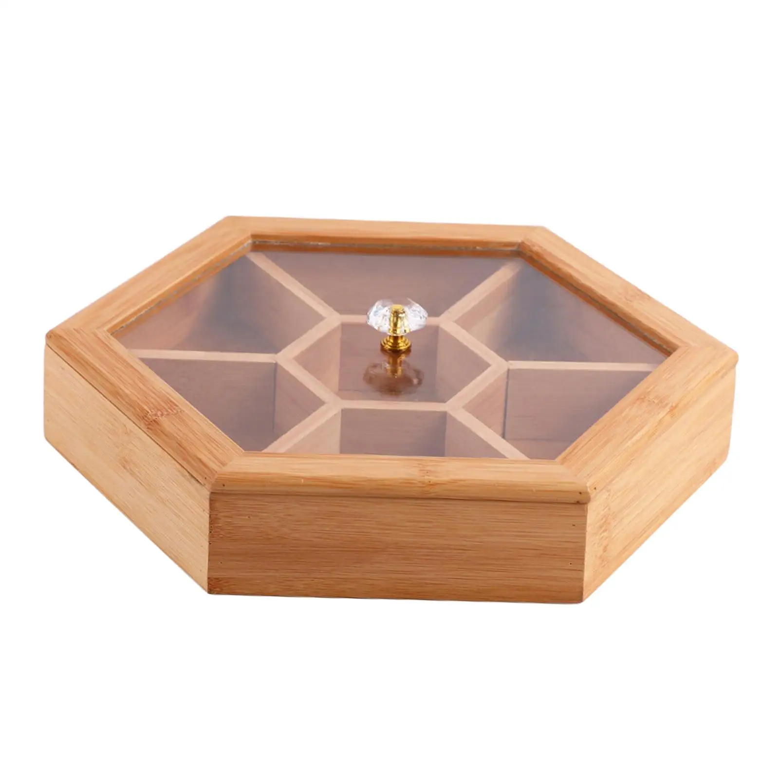 Dried Fruit Container 7 Compartment Widely Used Wooden with Cover Creative Candy Container for Home Picnic Wedding Decorative