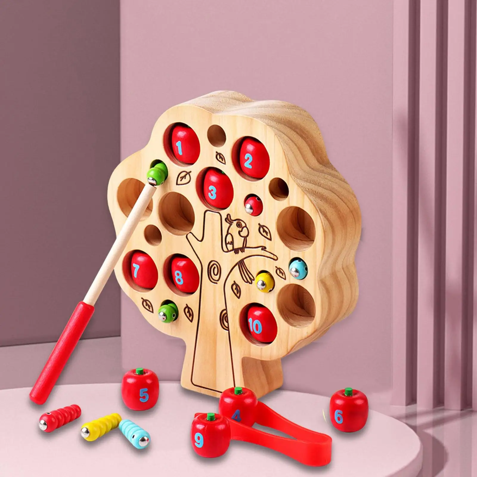 Wooden Game Toy Catching Worm Educational Toys Early Learning Preschool Training Development Wood Montessori for Toddler Kids