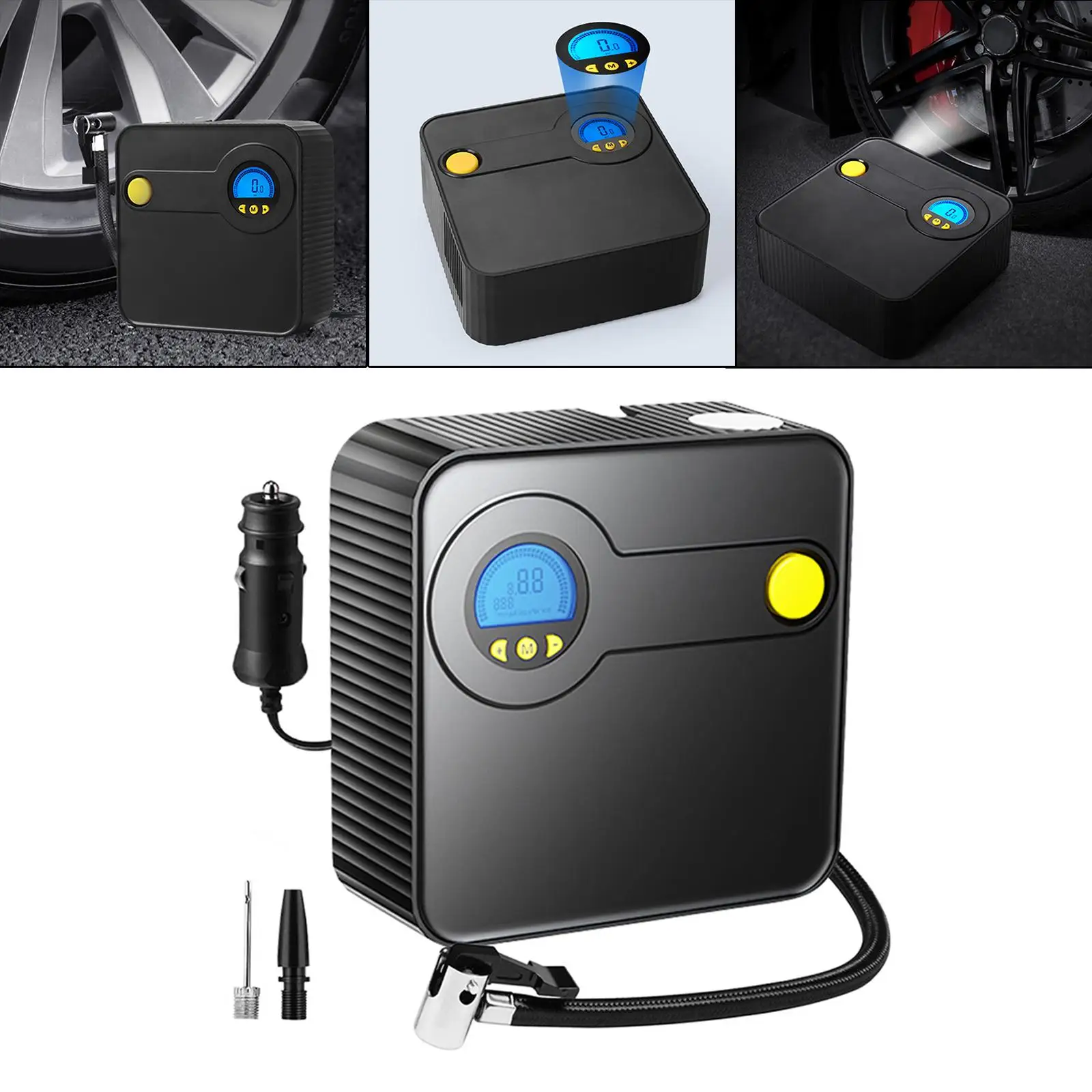 Car Air Compressor Tire Inflator Electric with LED Light Air Pump for Bicycle Inflatables Home