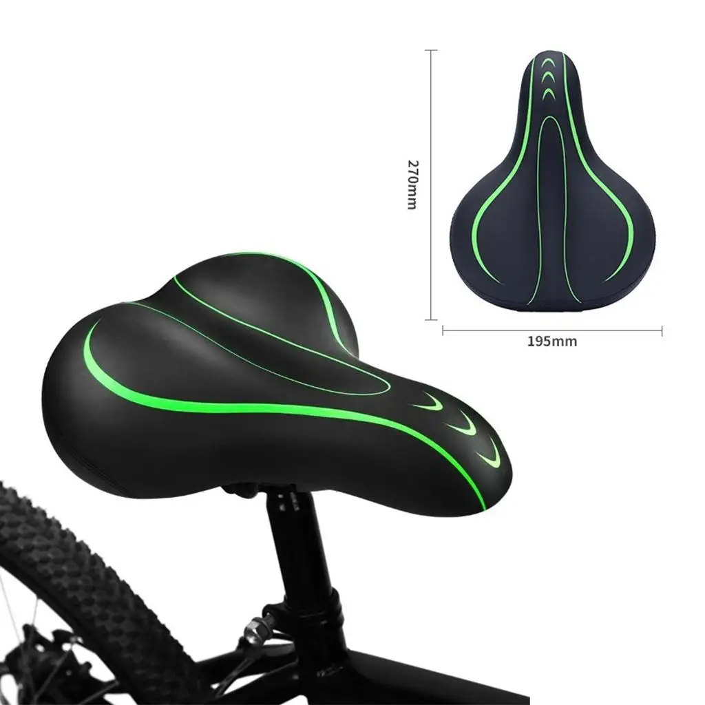 Comfort Bike Saddle Gel Padded Seat Waterproof PU Steel Rail Dual Spring Black