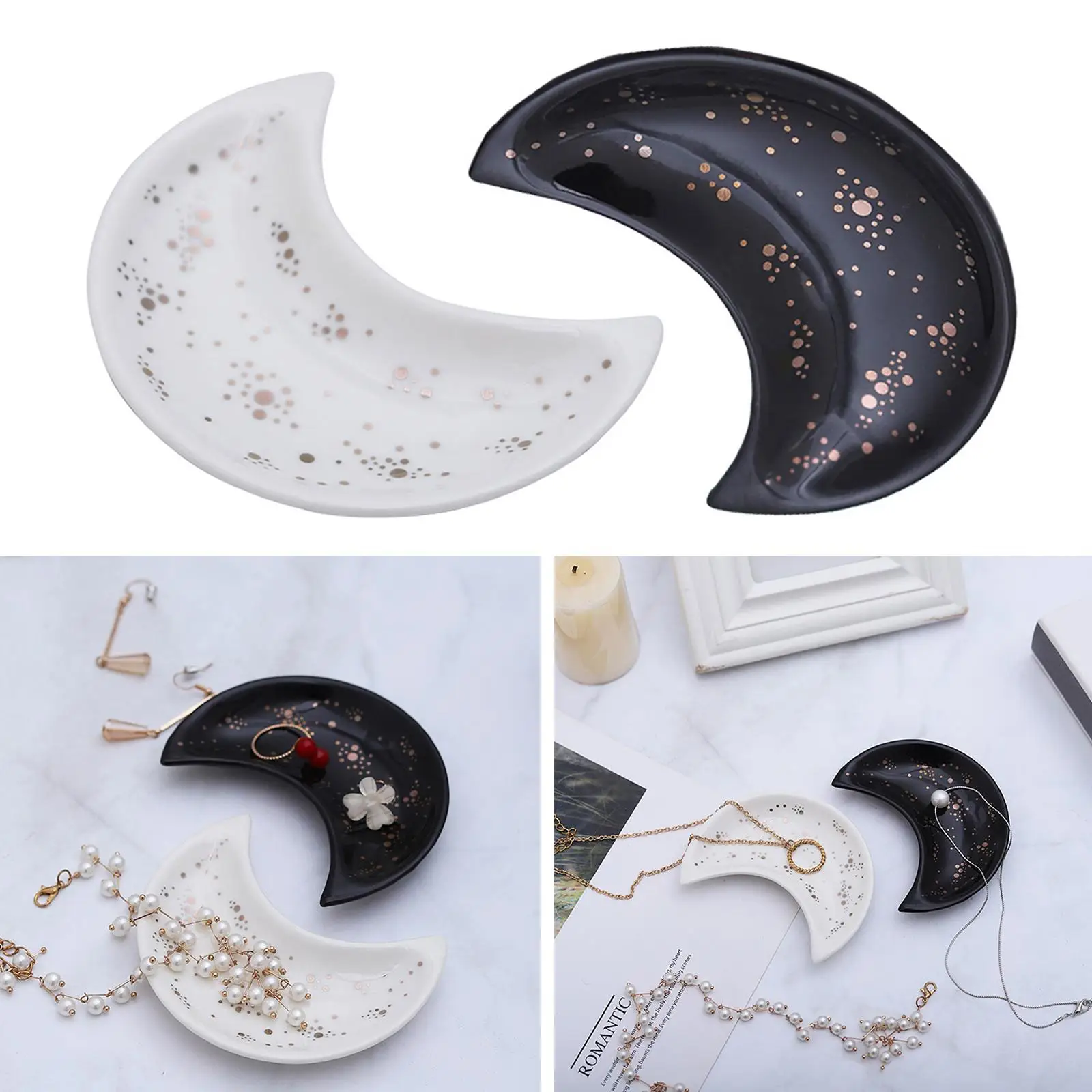 Cermic Moon Jewelry Dish, small Decortive Nordic Holder, for Errings, Rings, Necklce, Fruit Snck Plte Try Dish