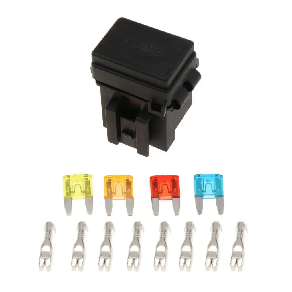 15x , 4-Slot 1 Relays & 4 Fuses Holder Block with Pins for Automotive And Marine Engine Bay