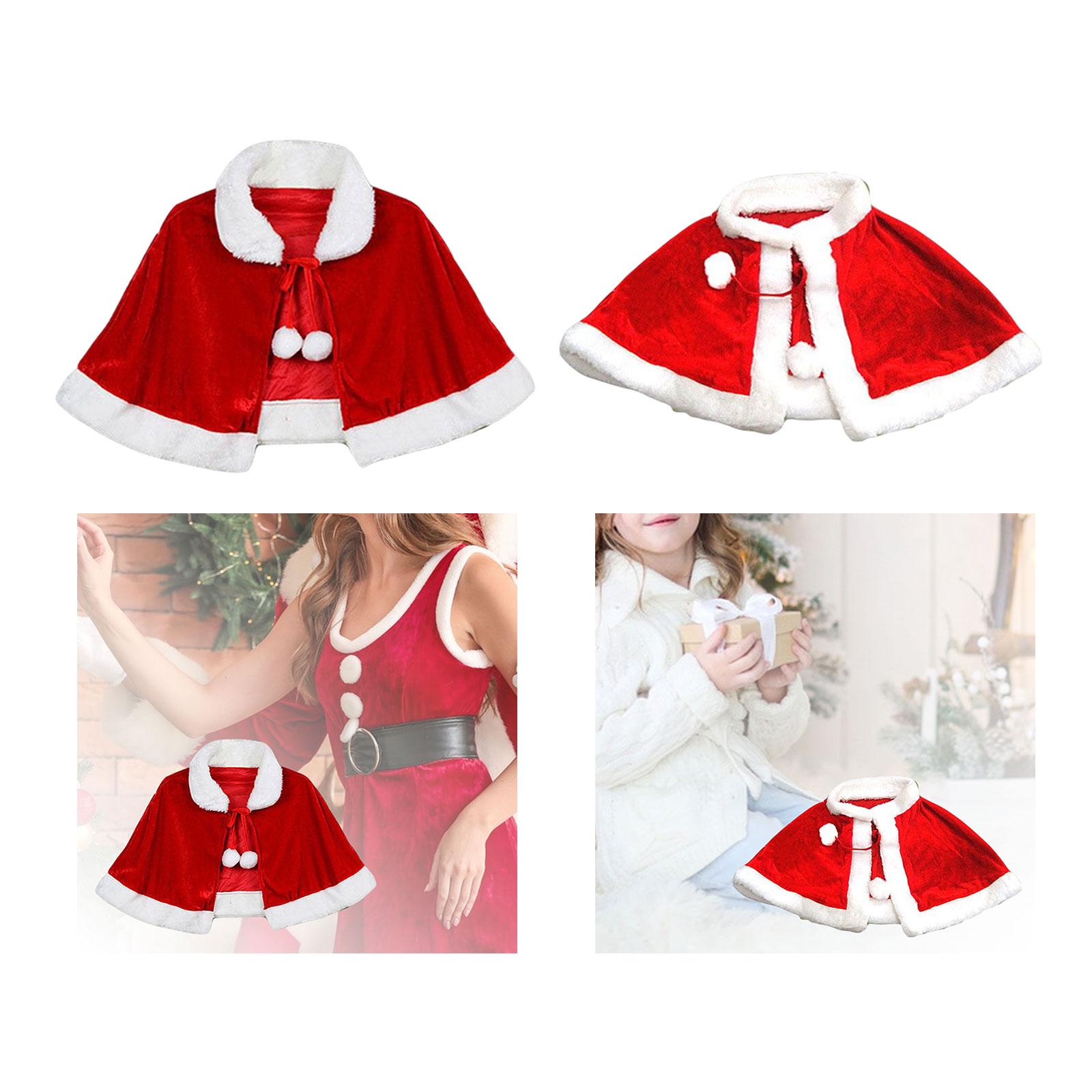 Red Velvet Cape Shawl Women Girls Dress up Christmas Costume Cloak for Party Xmas Carnival Festival Stage Performance