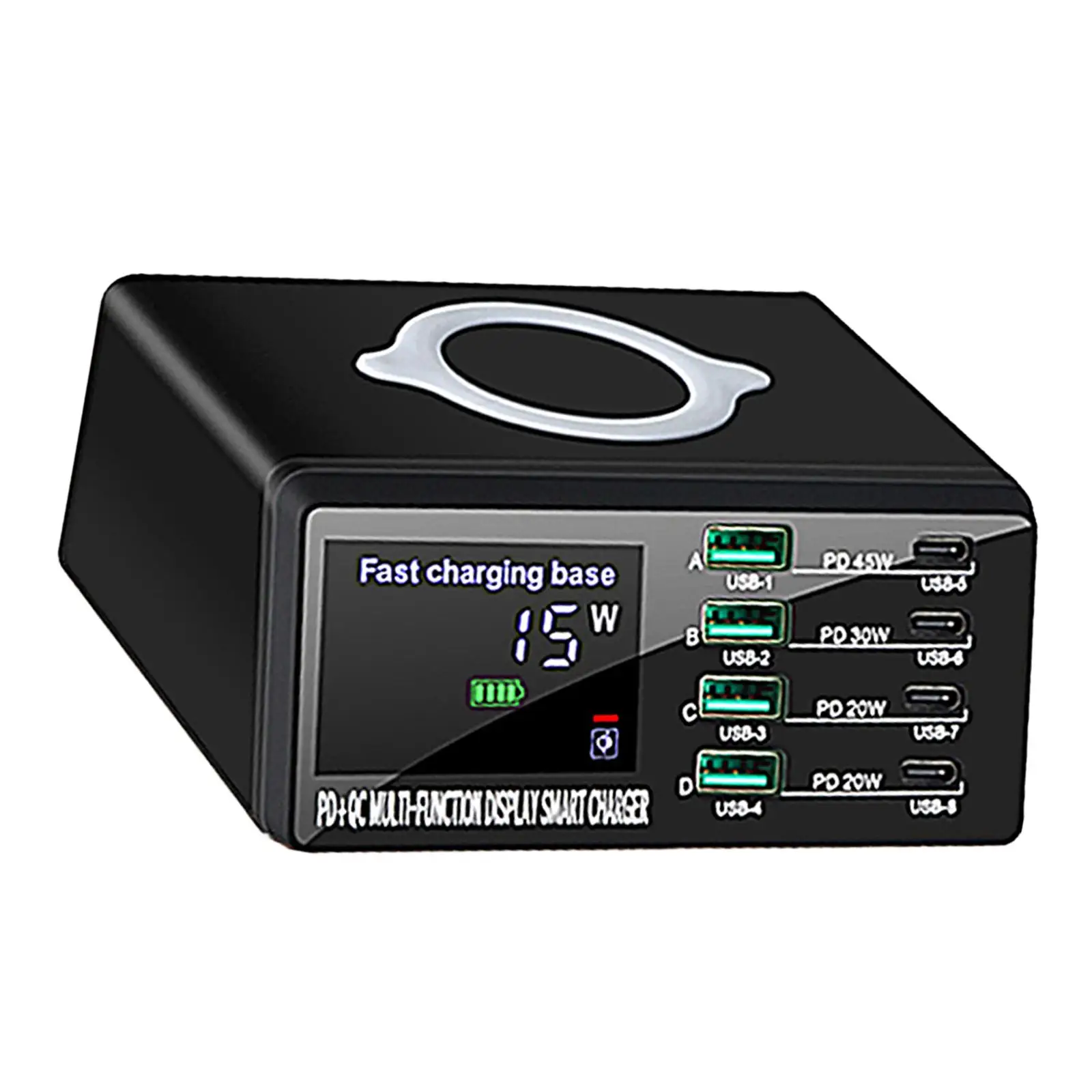 110W 8 Port USB fast charge 15W max charging USB Hub LCD Display USB c Device Charging Station Hub EU