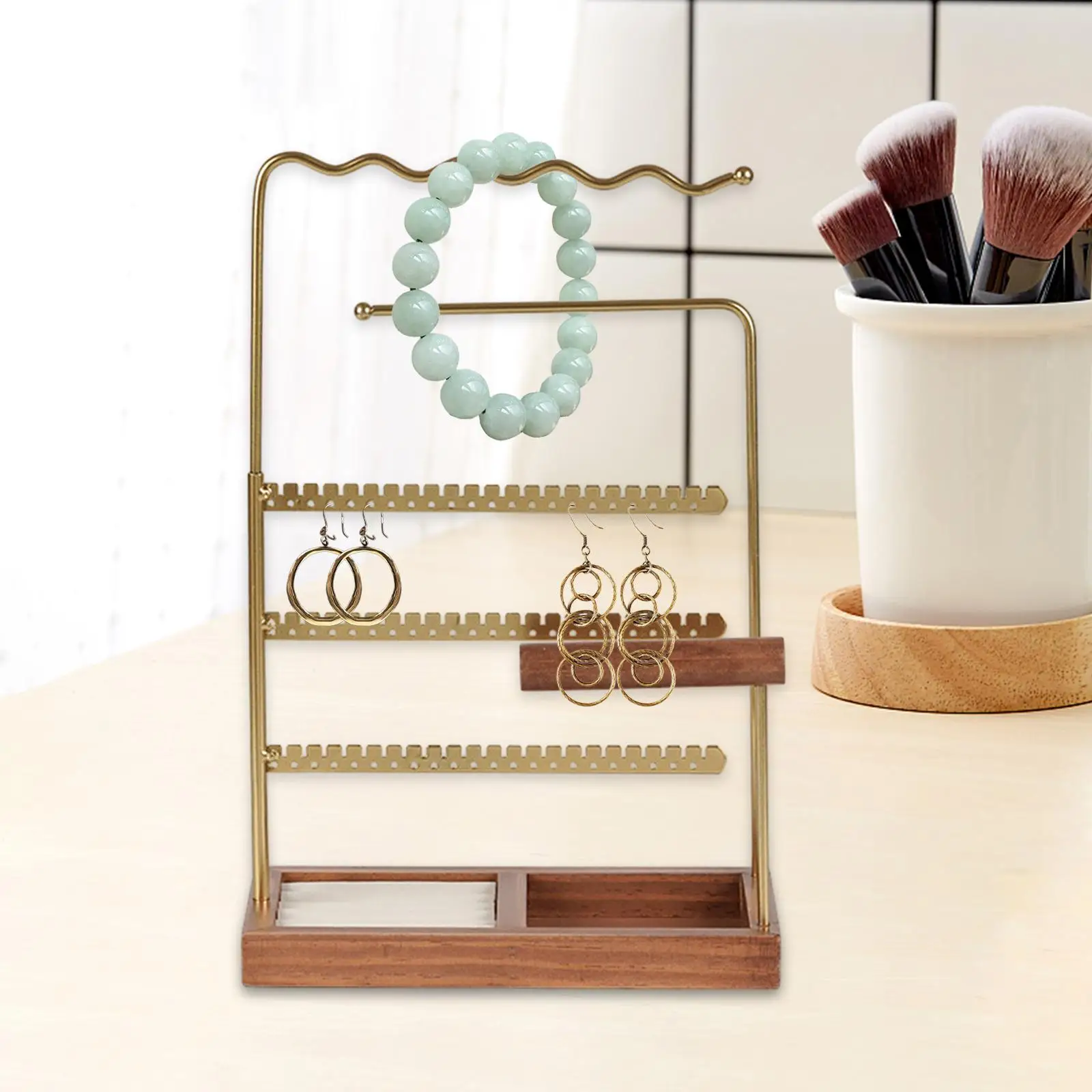 Jewelry Organizer Stand Multi Purpose with Tray for Rings Bangle Showcase