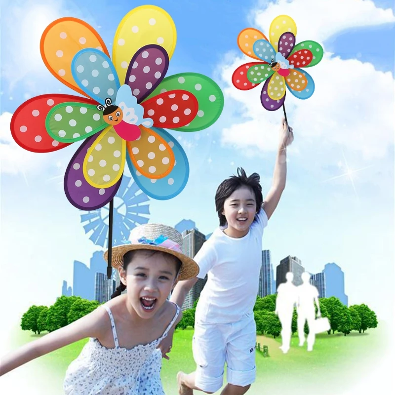 Thobu Double Layer Insect Windmill Colorful Wind Spinner Kids Toy Yard Garden Decor 