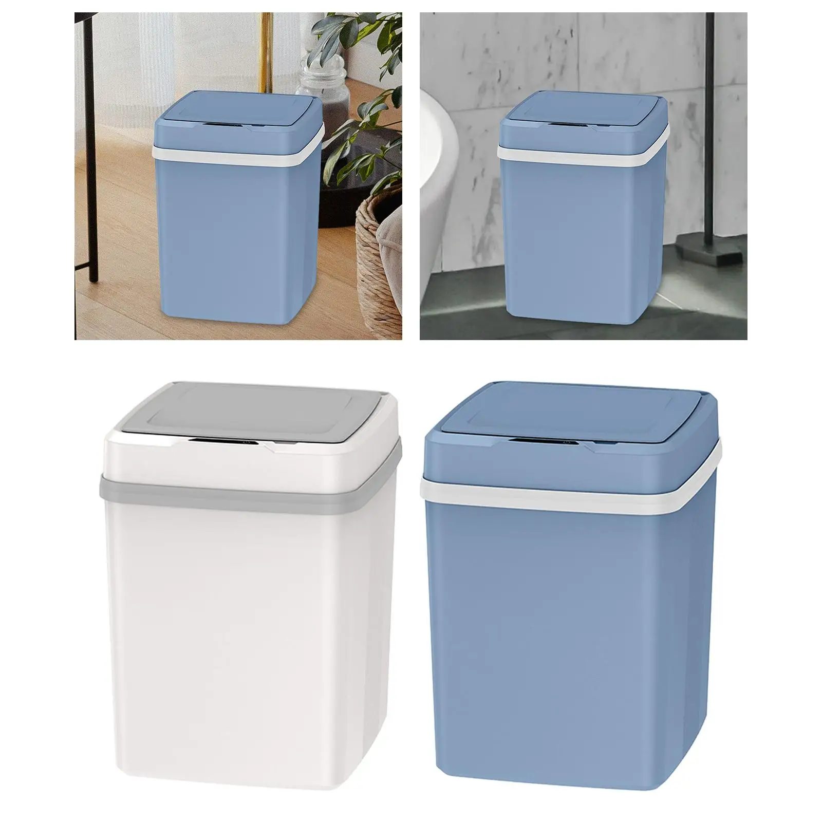 12L Automatic Trash Can Versatile Silent Opening and Closing Wastebasket for Office Bedroom Kitchen Bathroom USB Rechargeable
