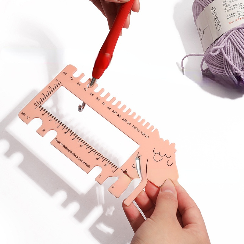 DIY Schafe Kopf Gauge mit Schere Nähen Stricken Nadeln Gauge Häkelnadel Lineal Messen Gauge US UK Kanada Größe Nähwerkzeuge – Detail 1
