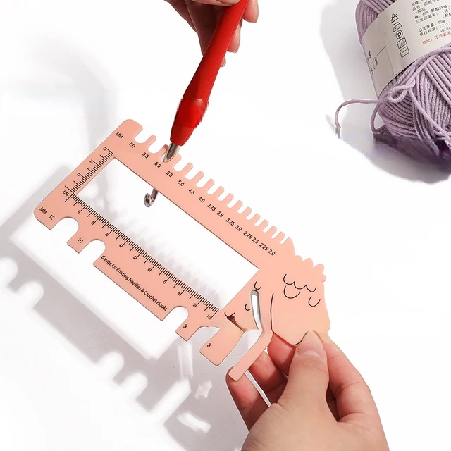 DIY Sheep Head Gauge With Scissors Sewing Knitting Needles Gauge Crochet  Hook Ruler Measure Gauge US UK Canada Size Sewing Tools